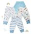 Baby Story Cotton Pajama Pants Combo Pack | Unisex Soft Cotton Track Pants for Newborns & Infants | Comfortable, Stylish, Multicolor Designs | Pack of 4 (0-3 Months, Sky Blue)