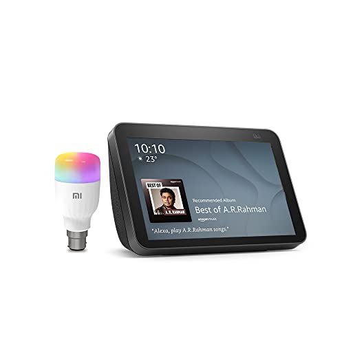 All new Echo Show 8 (2nd Gen, Black) Combo with Mi LED smart color bulb