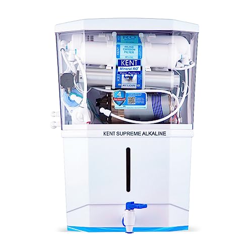 KENT Supreme Alkaline Water Purifier (11113), Smart Alkaline Technology, Multiple Purification Process, RO+UV+UF+Alkaline+TDS Control, UV LED Light in Storage Tank, Pack of 1 Water Purifier