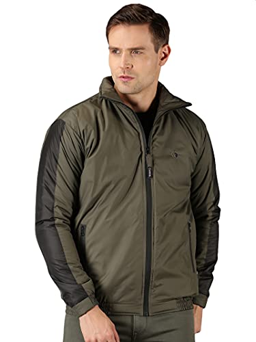 VROJASS Full Sleeve Solid Men's Sleeve Combination Bomper Jacket (2XL, Olive Green)