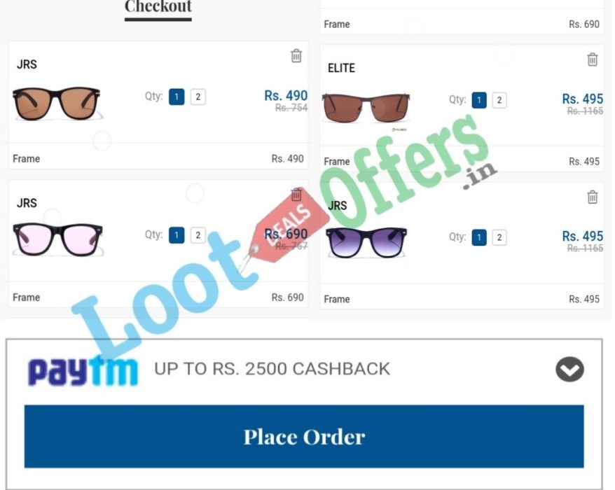 Coolwinks Sunglass Suggestion Cart Value