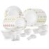 Cello Opalware Dazzle Series Secret Garden Dinner Set, 35 Units | Opal Glass Dinner Set for 6 | Light-Weight, Daily Use Crockery Set for Dining | White Plate and Bowl Set