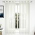 Story@Home Sheer Window Curtains Linen Look Semi Transparent Voile Grommet Zic Zac Curtains for Living, Dining Room White (Set of 2, 5 Feet, White)